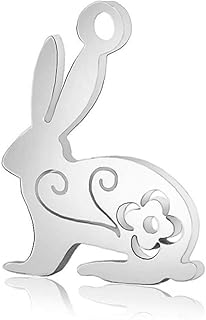 Froiny Stainless Steel Rabbit Pendants 20pcs Mini Easter Bunny Charms for Necklace Bracelet Earring DIY Jewelry Making 13x16mm Silver 16 mm
