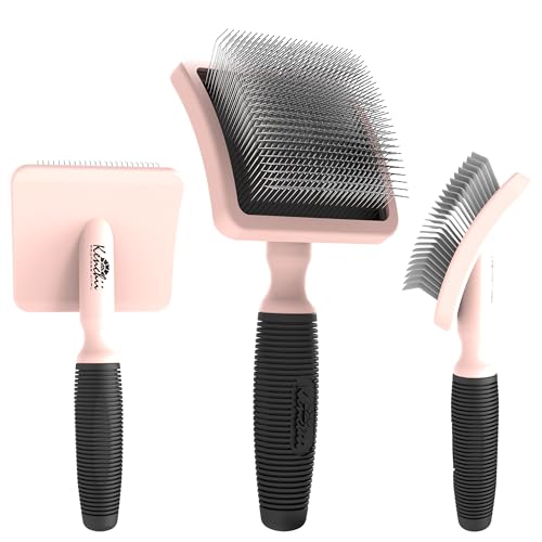 Kenchii Long Pin Slicker Brush for Dogs (Poodles, Doodles, Goldendoodles, Labradoodles), Professional Grooming Brush for Detangling, Fluffing & Dematting, Non-Slip Comfort Handle - Image 3