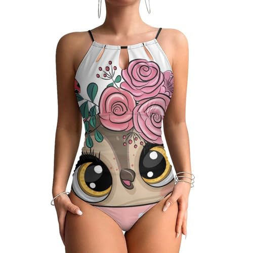 Maillot de bain une pièce gainant hibou pour femme monokini de plage ventre plat