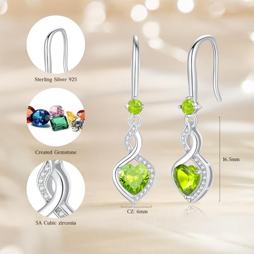 FANCIME Heart Infinity Dangle Drop Earrings 925 Sterling Silver Heart Gemstone Birthstone Earring Fine Jewelry Birthday Gifts for Women2