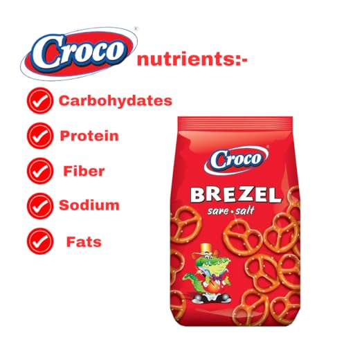 Image of Croco Pretzels Brezel Sare Salt 300G, Imported Namkeen Snacks, Premium Baked crackers