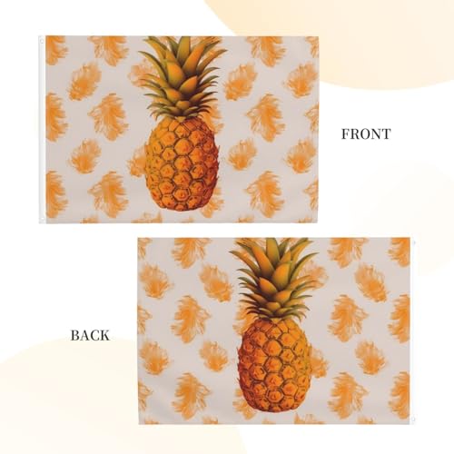 Drapeau extérieur orange vif ananas 1,2x1,8m double face avec oeillets - 3