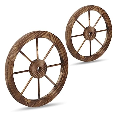 Relaxdays Wagenrad aus Holz, 2er Set Cover