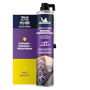 MICHELIN Reifenpannenspray 750 ml – Reifendichtmittel für SUV, 4x4, Transporter & Wohnmobile – für große Reifen ab 19 Zoll bis 3,5 t – RDKS-kompatibel – Sofort fahrbereit