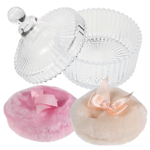 Houppette pour poudre bébé étui en verre pour appliquer le talc proprement sans fuite