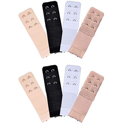 KTOBTEL 8 Pieces Women Bra Extenders 2 Hooks 3 Rows Elastic Bra Band Hook Strap Extensions Bra Accessories (Multicolor) Cover