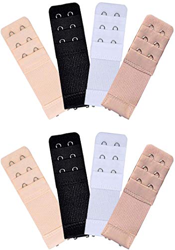 Ktobtel 8 Pieces Women Bra Extenders 2 Hooks 3 Rows Elastic Bra Band Hook Strap Extensions Bra Accessories (Multicolor) #TOP21