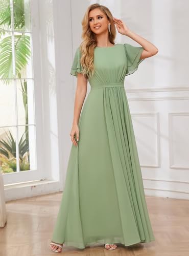 Modest Chiffon Bridesmaid Dresses for Women with Sleeves Long Formal Evening Gowns4
