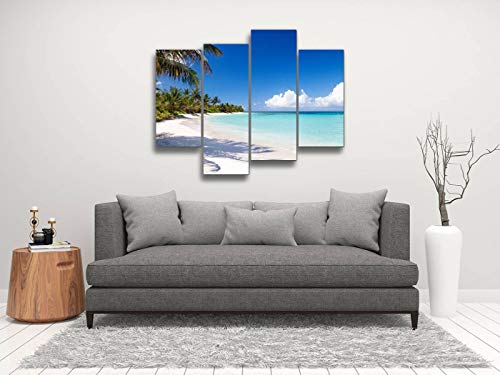 4 Panels Canvas Paintings - Flamenco Beach On Culebra Island, Puerto Rico - Wall Art Modern Posters Framed Ready To Hang For Home Wall Decor #TOP1