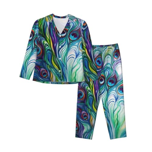 Pyjama confortable plumes de paon pour des nuits douces et cocooning
