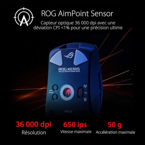 ROG Keris Wireless Aimpoint - Souris gaming sans fil, 36K DPI - Noir