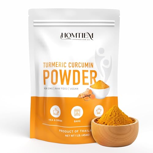 HOMTIEM Organic Turmeric Root Powder, 8 Oz (227g), Vegan Premium Superfood Spice and Natural Source