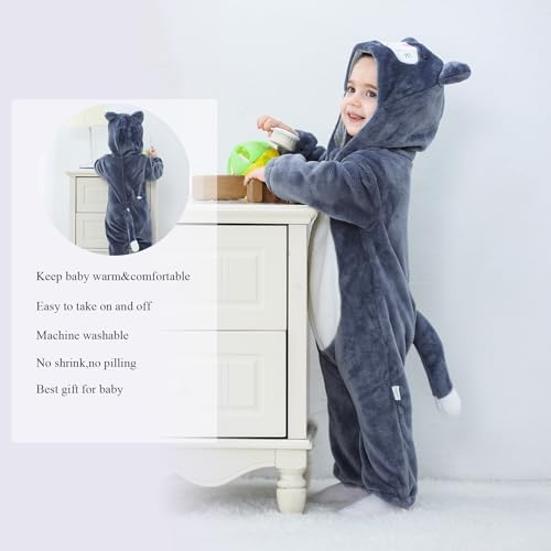TONWHAR Baby Halloween Costume Hooded Romper – Infants Toddlers Animal Jumpsuit for Fall Winter Kids Daily Playwear — view 5