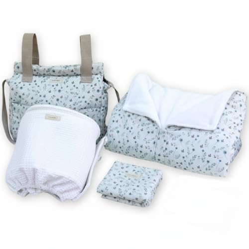 Cosamui Pack Mamás, Papás y Bebés – Vestidura Universal Capazo, Bolso y Arrullo Invierno 0 6 Meses | Fabricado España   Regalo Embarazada recién Nacido (Diente de león, Vestidura y Bolso)