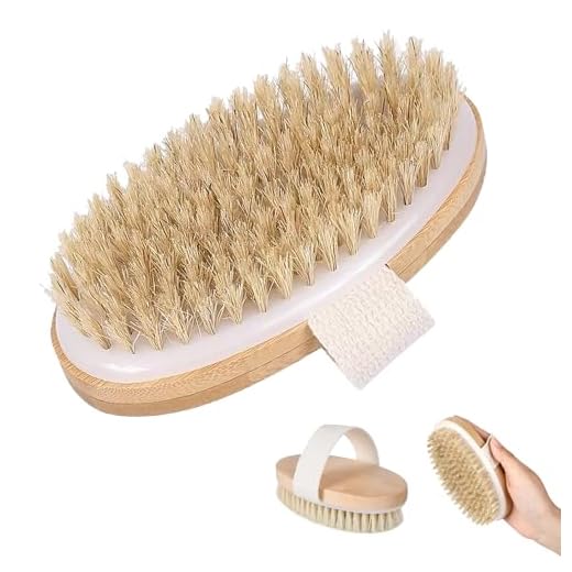 Cepillo Seco, Cepillo Cuerpo Cerdas Naturales, Dry Brush Ideal para Exfoliar Piel Seca, Cepillo Celulitis, Estimular el Drenaje Linfático y Tratar la Celulitis, Cepillo Cerdas Naturales para el Cuerpo