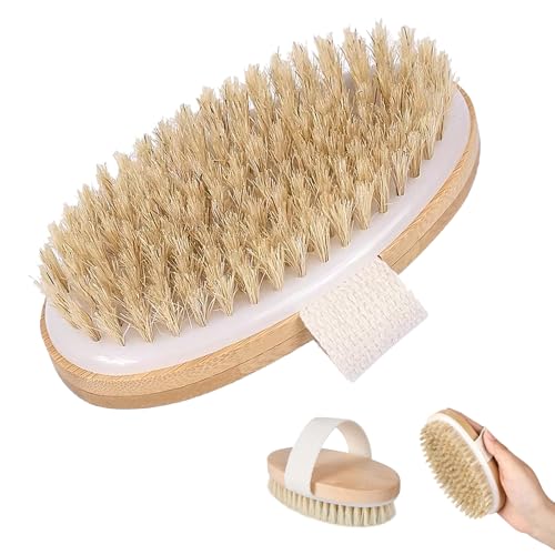 Cepillo Seco, Cepillo Cuerpo Cerdas Naturales, Dry Brush Ideal para Exfoliar Piel Seca, Cepillo Celulitis, Estimular el Drenaje Linfático y Tratar la Celulitis, Cepillo Cerdas Naturales para el Cuerpo