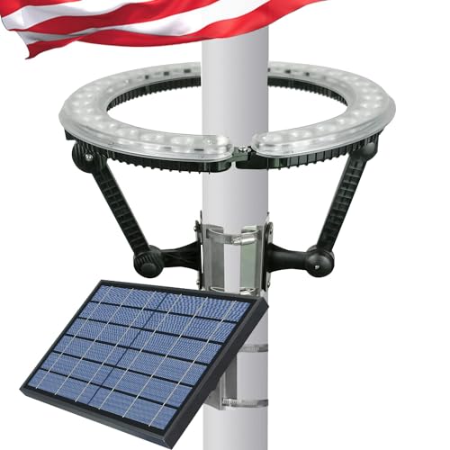 RAYSLIT Solar Flagpole Light, 4640LM Upward Illumination, Dusk-to-Dawn by RAYSLIT - Used condition - US$45.50