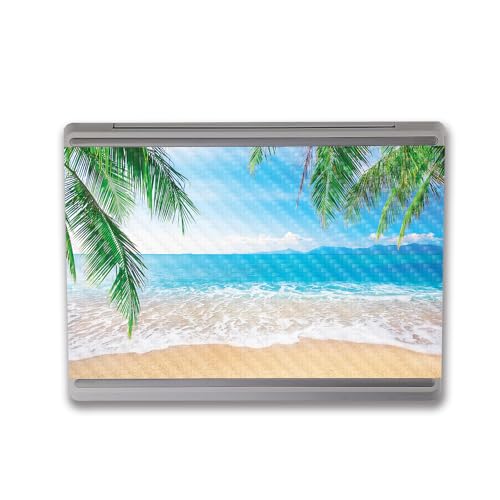 Image of MightySkins Carbon Fiber Skin Compatible with Microsoft Surface Laptop Go 3 (2023) Full Wrap Kit - Pristine Beach | Protective Durable Textured Carbon Fiber Finish | Made in The USA