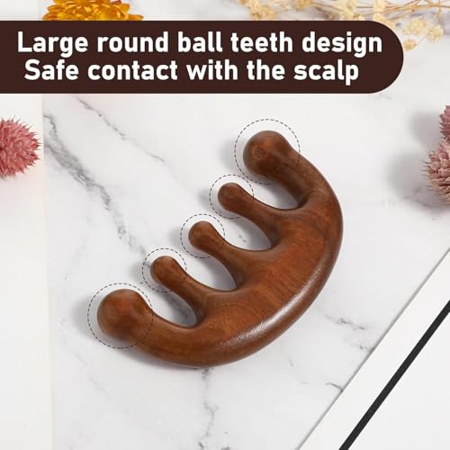 Image of Wooden Manual Scalp Massager Comb - Natural Wood, Wide Tooth, Head Massage Tool, Meridians Scalp Massage, Gua Sha Comb