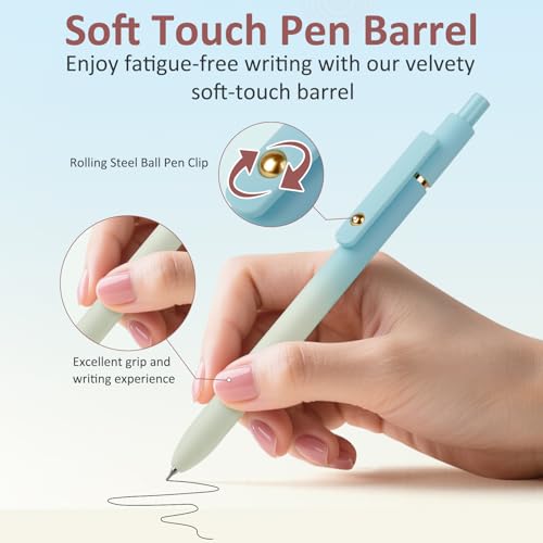 FIOVER Gel Pens, 6 Pcs, 0.7 mm, Comfort Grip, Quick Drying, Black Ink, Fine Point, Smooth Writing, Cute Office, School Supplies, Gifts for Women (6 Pcs Gradient Ink)