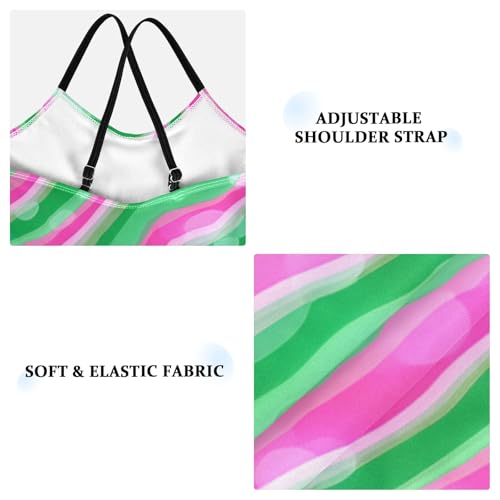 Wavy Pink Green Girls One Piece Swimsuit Beach Swimwear 208620063