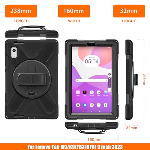Coque Lenovo Tab M9 robuste anti-chute DreamerX noire avec support pivotant - 6