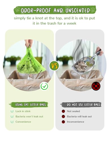 Image of Cat Litter Bags for Poop Biodegradable Cat Waste Disposal Bag Leakproof Durable and Unscented Large to Fit Any Scoop Strengthen Dog Poop Bag- 100 Count
