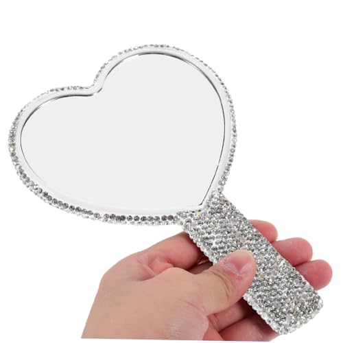 Miroir de poche compact cœur et strass pour retouches sac à main - 8