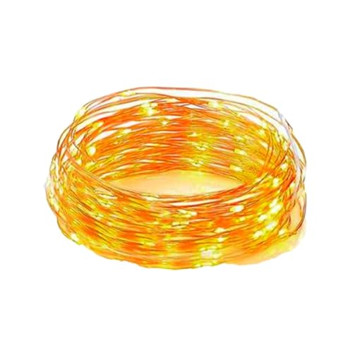 Guirnalda de luces decorativa con alambre de cobre, 4 m, color blanco cálido, alimentada por pilas de botón. Diseñado para: decorar espacios.