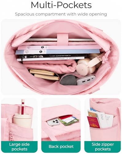 Image of Lyrovo Quilted Tote Bag for Women - Office Bag with Laptop Compartment, Puffy Handbag with Side Pockets, Lightweight Shoulder Bag for College, Travel & Everyday Use | Women's Stylish Tote