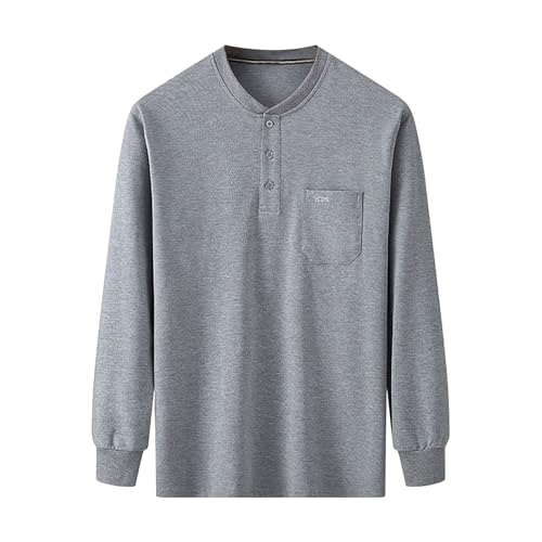 T-shirt manches longues col montant homme coton épais coupe ample anti-froid