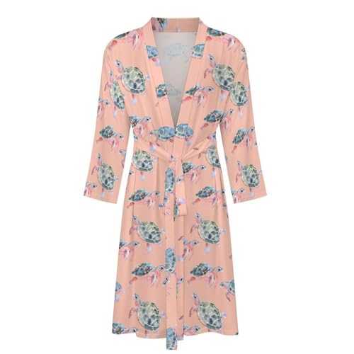 Cute Little Turtles Funny Men's Robe Soft Lightweight Bathrobe Long-sleeve Spa Robes4