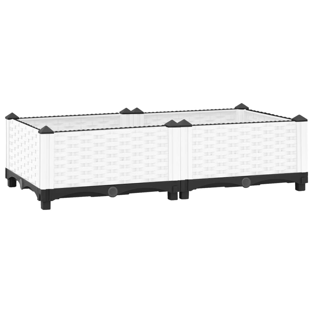 vidaXL White Raised Grow Bed - Polypropylene Rectangular Planter Box for Garden, Patio and Balcony - Durable, Lightweight and Impact-resistant