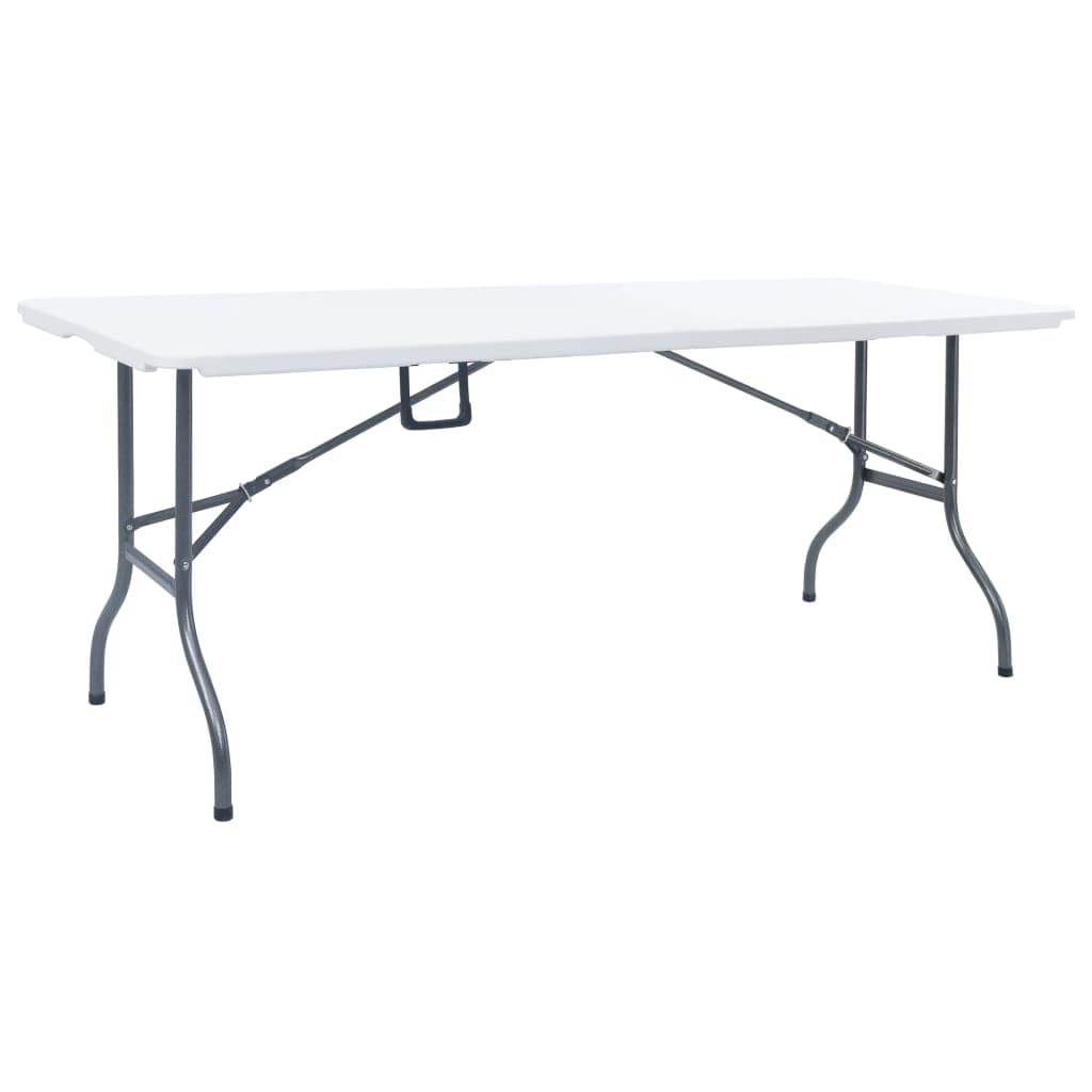 Stół ogrodowy, składany, biały, 180 x 72 x 72 cm, HDPE, wytrzymały stół składany z uchwytem do noszenia, dla 6 osób, idealny do aktywności na świeżym powietrzu, na kemping i imprezy
