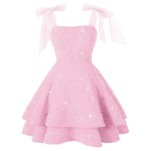 Robe de cocktail à paillettes avec nœud à niveaux pour silhouette parfaite