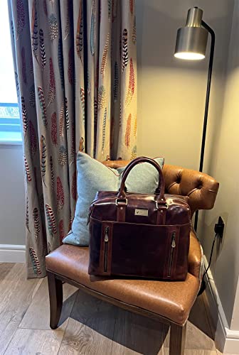 Catwalk Collection Handbags - Women's Leather Holdall - Medium Overnight Duffle Bag - Weekend Travel Bag With Detachable Strap - Vienna - Brown - 2