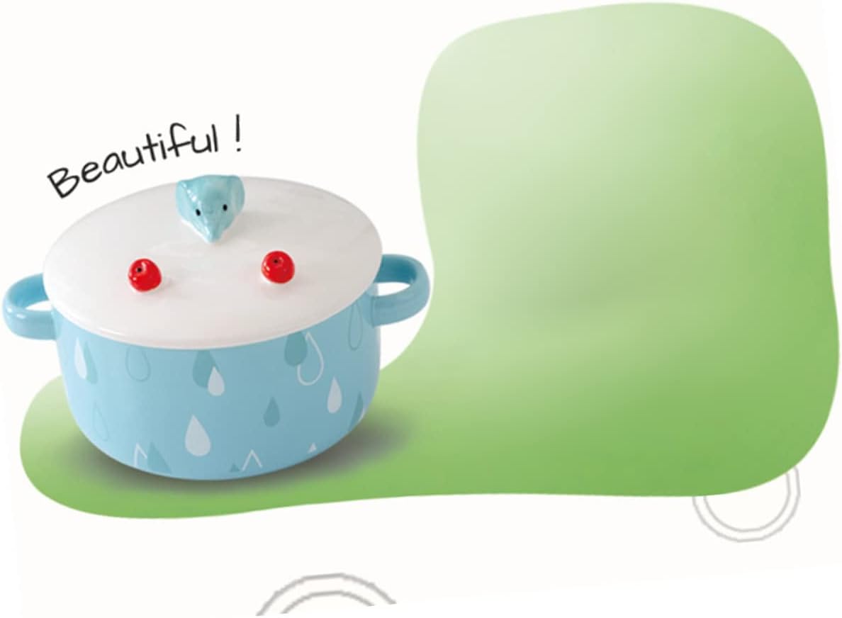 Cartoon Noodle Bowl with Lid Binaural Ceramic Design Cute Elephant Phone Holder Style Blue Portable and Safe for Home Office and School Use