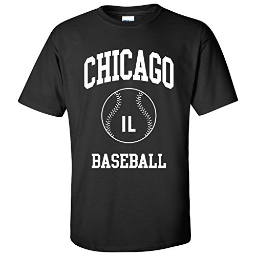 Chicago Classic Baseball Arch Basic Cotton T-Shirt - Large - Black