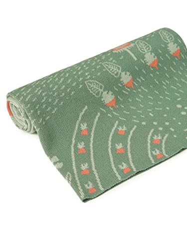 Image of Mi Arcus 100% Cotton Knitted Soft Green Printed Lightweight All Weather Blanket 0-12M