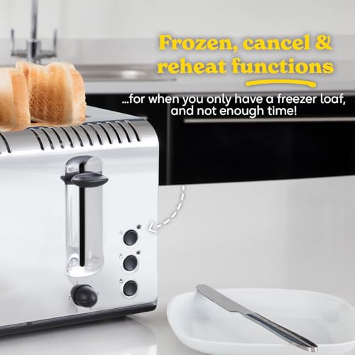 Russell Hobbs 4 Slice Buckingham Toaster with Fast Toast Technology - (Blue Light Strip indicates Toasting, Independent & Extra Wide Slots, 2400W, Polished & Brushed Stainless Steel) 20750 - Image 3