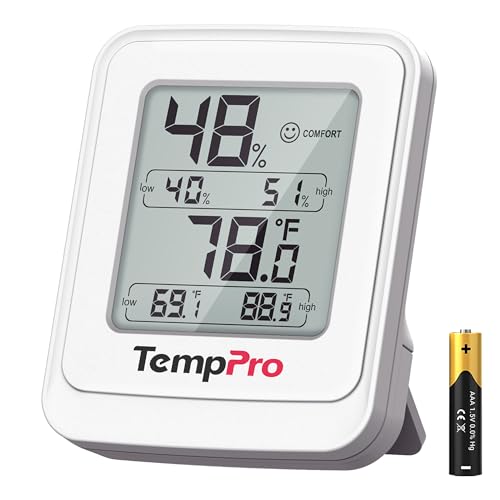 TempPro TP150 Greenhouse Thermometer Hygrometer, IPX5 High-Humidity Resistant Temperature and Humidity Monitor, High/Low Records Humidity Meter for Indoor Grow Tents, Reptile(Previously ThermoPro)