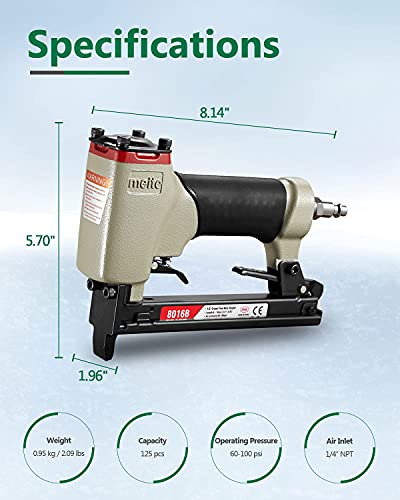 Meite 8016B Upholstery Stapler--21 Gauge 1/2-Inch Crown 1/4-Inch To 5/8-Inch Pneumatic Fine Wire Stapler #TOP6