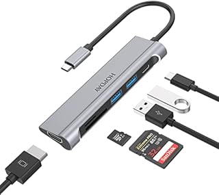 USB C Hub, HOPDAY USB C Adapter 6-in-1 with 4K HDMI Output, 100W PD, 2 USB 3.0 Ports, SD/TF Card Reader for for MacBook Pro, MacBook Air, iPad Pro, DELL, XPS and More Type C Devices
