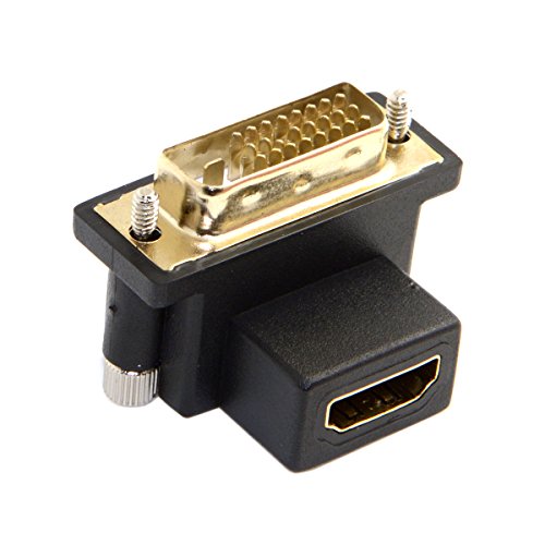 Cablecc 90 Degree Down Angled DVI Male to HDMI Female Adapter for Computer & HDTV & Graphics Card