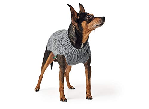 HUNTER Hundepullover MALMÖ, Farbe: grau, klassisches Zopfstrick-Muster, wärmend & bequem, elastisch für optimalen Sitz, reflektierend für mehr Sichtbarkeit, waschbar bei 30°C, Größe: 50
