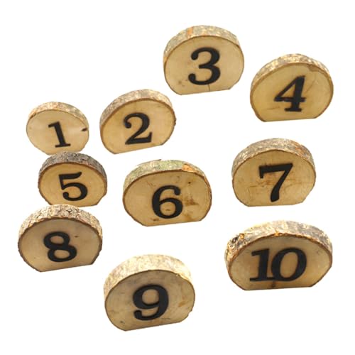 SAFIGLE Números de Mesa para Boda de Madera Natural, Juego de 10 Piezas Resistentes al Desgaste, Decoración para Banquetes, Restaurantes y Eventos Obsequios