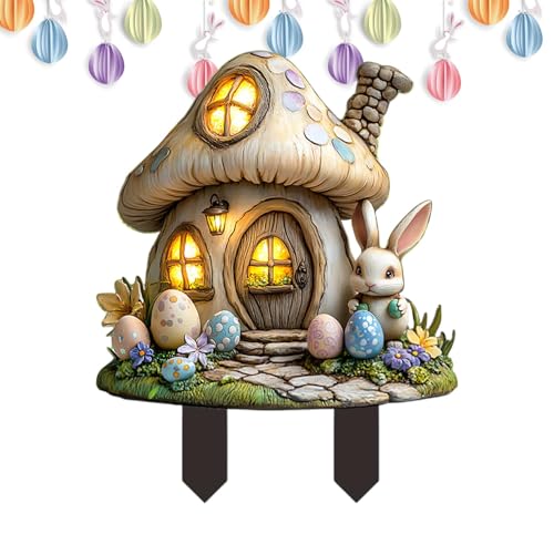 Tewzafiya Insertos de jardín de Pascua, patio de Pascua | signos de jardín ativos estéticos para Pascua al aire libre, soporte de patio, colorido suelo para macizos de flores patios