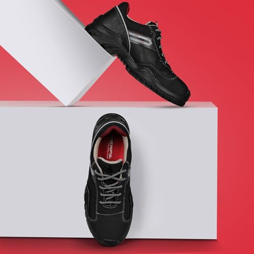 Image of PERF Typhoon Low Ankle Safety Shoes - Water-Repellent Diamond Leather Work Boots, Breathable Lining, Lightweight for Outdoor Performance