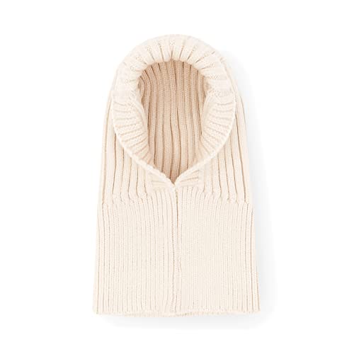 JELLYTREE Baby Knit Hat Balaclava Toddler Girls Boys Knitted Fashion Scarf Warm Crochet Ribbed Ski Beanie, Beige