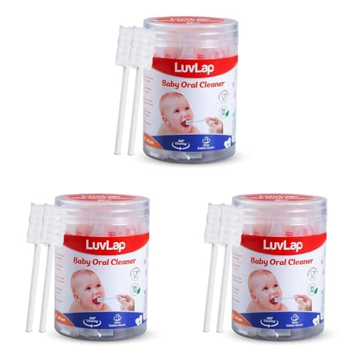 Image of LuvLap 40pcs Oral Care Disposable Mouth Swabs for Cleaning Tooth, Swabsticks Baby Tongue Cleaning, 0-36 Months, White (Pack of 3)